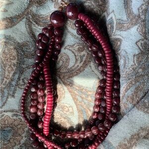 Elegant Burgundy Beaded Necklace